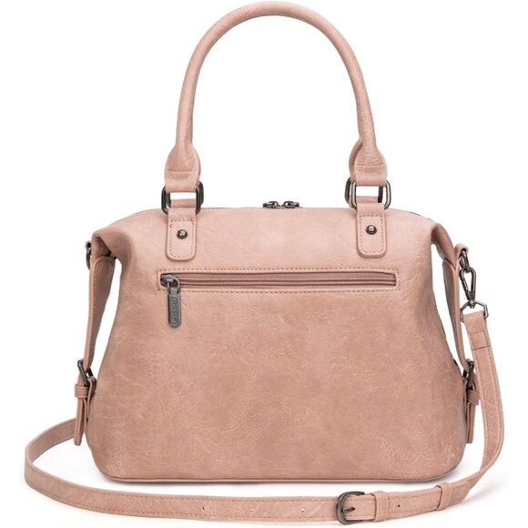 Women's Pink Detachable Satchel Strap Hobo Shoulder Barrel Doctor Hand Bag - Picture 4 of 6